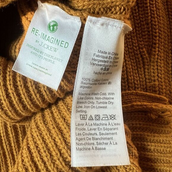 J. Crew Mustard Yellow Cotton V-Neck Tunic Sweater Women’s Sz S - Picture 4 of 8